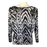 August Silk  Cardigan Sweater Black Silver Long Sleeve Top Women's Petite Large Photo 5
