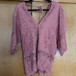 XCVI Mind Set by  Mauve Lace Overlay Blouse Cover Up Size Small Photo 6