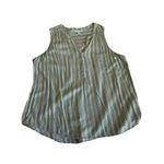 Market & Spruce Prat Sleeveless Henley Blouse 2x Green Striped Layering Photo 2