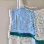 blue and white checkered Notre Dame knit top Photo 2