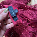 Lulus NWOT Sheer Fascination Burgundy Sheer Mesh Sequin Fringe Maxi Dress Photo 8