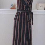 Spirit of Grace Dress Striped Navy Belted Midi Split V Photo 5