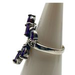 Sterling Silver Amethyst Marcasite Cocktail Ring Size‎ 6.5 Double Spray Colorful Photo 3