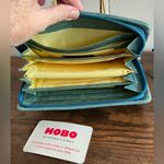 Rare NWOT Modern Green Zip Around Distressed Leather Hobo International Wallet Yellow Photo 5