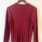 ZARA Crewneck Maroon Cable Knit Sweater Size Medium Long Sleeves Photo 5