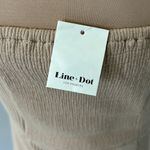 Line and Dot  Ribbed Puff Sleeve Off Shoulder Dress Tan Photo 4