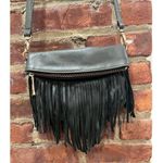 GG BOSS Boho Fringe Leather Crossbody Bag Black Grey Gray Photo 2