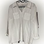 JM Collection  White Button-Down Lace Shirt Photo 0