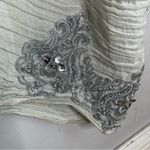 Vintage Blue Fish Barclay Crinkle Embroidered Dress Jacket‎ Set Lagenlook Size 2 Silver Photo 2