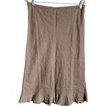 Bryn Walker Brown 100% Linen Midi Ruffle Hem Skirt Photo 1