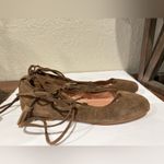 Madewell  Inga Wine Suede Leather Lace-Up Ballet Shoes Size 6.5 Brown Photo 1