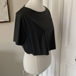 Zenana  Black Faux Leather Short Sleeve Crop Top Photo 5