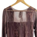 Louna Brown Burgundy Mesh Overlay Printed Long Sleeve Midi Dress Size XL Photo 5
