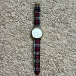 Accutime women’s‎ vintage plaid flannel gold tone red/green adjustable watch Photo 1