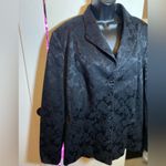 Covington Black Floral Jacquard Button-Up Cotton Blazer 24W Vintage EUC Photo 1
