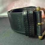 Fossil  WOMENS SIZE LARGE BLACK  LEATHER BELT WITH WIDE ELASTIC  PART OF BELT Photo 13