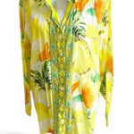 Calypso St. Barth Women’s Tropical Button Down Shirt Blouse Fruit & Floral Cotton Photo 0