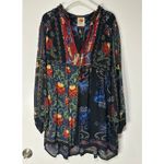 Farm Rio  Black Mixed Arabesque Scarves Long Sleeve Mini Dress Size XS NWT Chic Photo 1