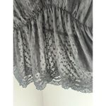 ZARA  Black Swiss Dot Ruffled Scalopped bottom Sheer Blouse Women's Small Photo 2