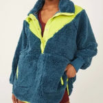 Free People Movement Fall to Rise Fluffy Quarterzip Pullover Margarita Blue Photo 0