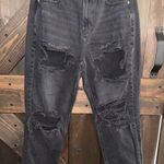 American Eagle  AE Jeans Womens Sz 10‎ Black Mom Jean Distressed Denim Photo 0