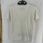 Earth Angels  Vintage Short Sleeve Button Embroidered Floral Blouse Large White Photo 6