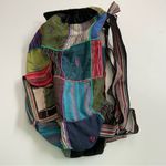 Patchwork Backpack Sack Boho Artsy Ethnic Festival International Nepal Pockets Black Photo 12