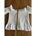 Moon River Peplum Style Smock Bustline White Crop Ruffle Neck Sz L Off Shoulder Photo 6