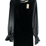 Vestique  Whimsigoth Black Velvet Long Satin Flare Sleeve Mini Dress M NWT Photo 0