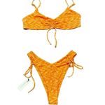 Lovers + Friends NWT Lucky Top (L) & Bottom (M) Bikini Orange Space Dye Revolve Photo 3