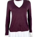 Madewell  Blouse Top Women Size Medium Halter Neck Long Sleeve Eggplant Choker V Photo 0