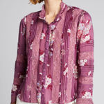 Love Shack Fancy Cory Top Lace Trim Mock Neck Merlot Dusk Floral Blouse Photo 0