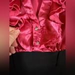 Speechless  Juniors Holiday Dress Hot Pink & Black V Front Satiny Type Sz 3 Photo 2