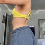 knit yellow bralette top cross back v neck Photo 3