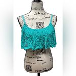 Kenneth Cole crocheted overlay bikini top. Light teal green. Size XL Green Photo 1