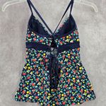 Lands' End Blue Floral Crisscross Tie Padded Swimwear Tankini Tank Top Small 4 Photo 1