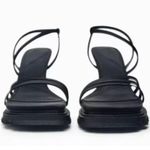 ZARA Black Strappy track High Heel Sandals Lug Sole Leather Size 41 NWOB Photo 6