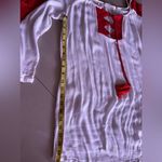 Solitaire  Swim Cover Up Dress Womens  White Crochet V Neck Pullover M White/red Photo 6