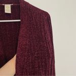 MATTY M Chenille Cardigan Burgundy Maroon Red Ribbed Chunky Knit Long Sweater S Photo 6