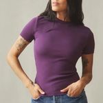 American Giant Ribbed Crewneck Short Sleeve T Shirt Purple Size S Made in USA Photo 0