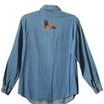 Vintage embroidered fall design denim Christopher and Banks button shirt. Size M Blue Size M Photo 1