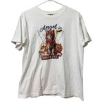 Angel In Disguise Women Cat Halloween T Shirt White Size Large Cotton Kitty Photo 0