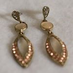 Unique Vintage Rare  Pink/Clear Rhinestones Pink Stone Silver Tone Earrings Photo 0