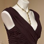 Tadashi  Collection Brown Shell 100% Silk Chiffon V-Neck Twist Front Sz 12 Photo 3