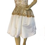 VINTAGE 1990'S FABRICE SILHOUETTE WHITE & GOLD STRAPLESS SILK SEQUIN DRESS (8) Photo 10