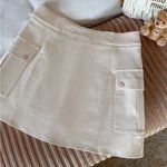 Japanese Kawaii Y2K Cream Ivory Pocketed Pink Button Mini Skirt Skorts Size XS Photo 0