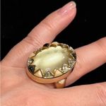 House of Harlow Statement Cocktail Ring gold tone and pale yellow stone, size 7 Photo 14