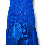 Vintage Roberta California Blue Sequin Lace Bow Bodycon Midi Dress Size 3/4 Photo 0