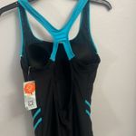 Women's Black and Blue Athletic Swimsuit Size M Photo 3