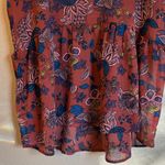 Xhilaration LARGE Rust Floral Women's Blouse Tunic Ruffle Lace-up Photo 1